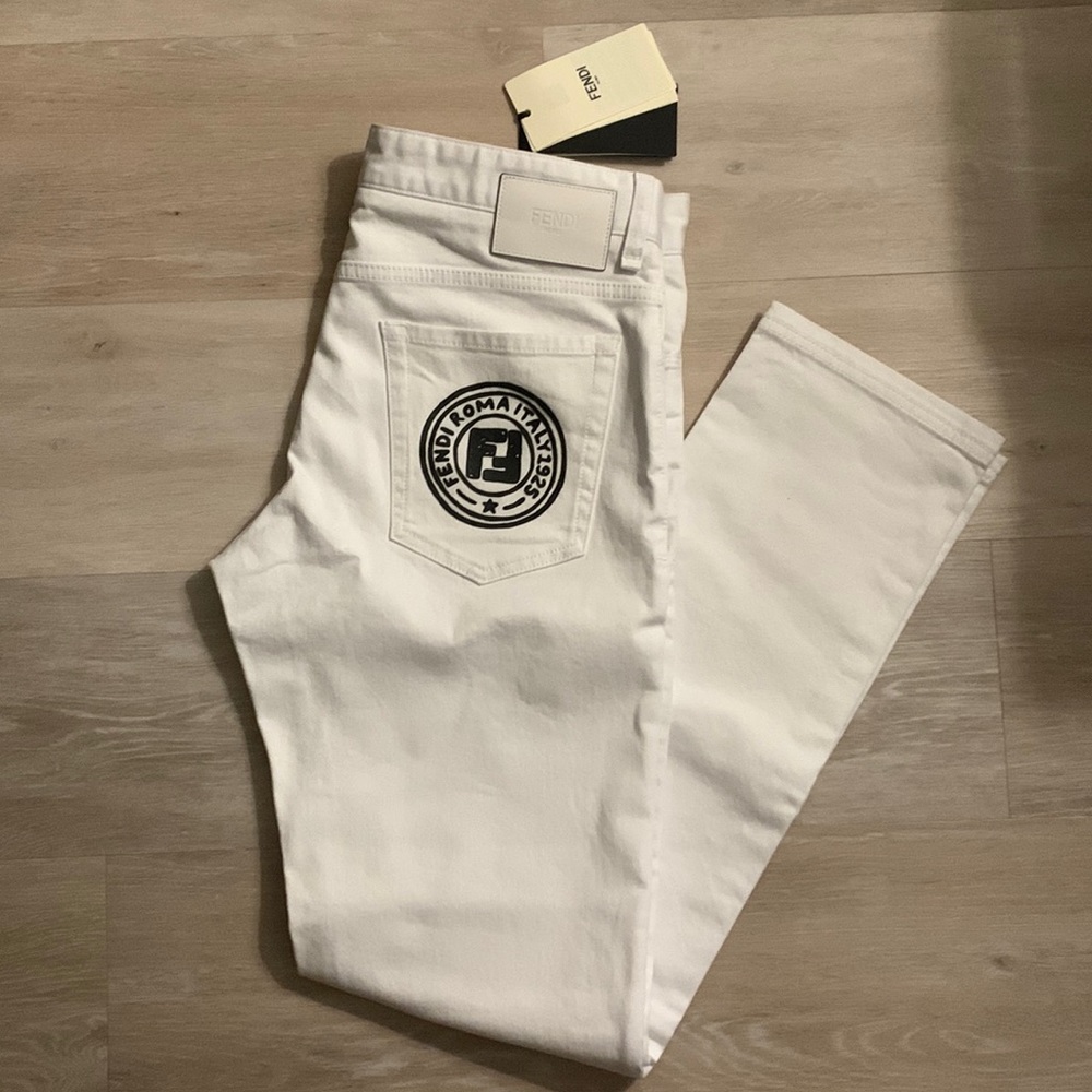 Fendi Men’s White Denim Slim Jeans size 34/34